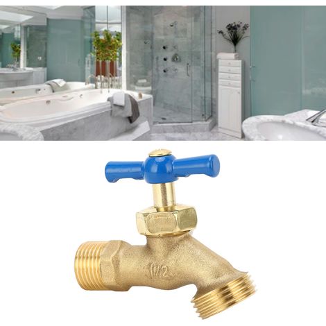 Robinet en laiton avec filetage extérieur G1/2" pour le raccordement du tuyau d'eau d'une machine à laver, le lavage de voiture, l'arrosage des plantes, robinet à démarrage lent/rapide. (1/5)