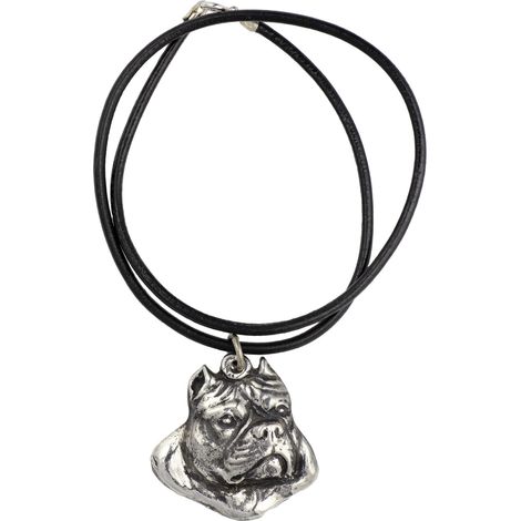 Collar con colgante de perro American Bully, chapado en plata, ideal para amantes de los perros. Joyería única de Art-Dog. (1/4)