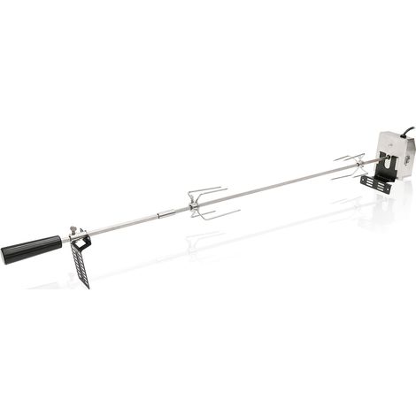 SWANEW BBQ GRILLSPIEß Set in acciaio inossidabile 117 cm 220V-240 V Incl. 2 clip clip di carne maniglia di carne e rotazione elettrica Silver argento argento argento argento argento argento (1/5)