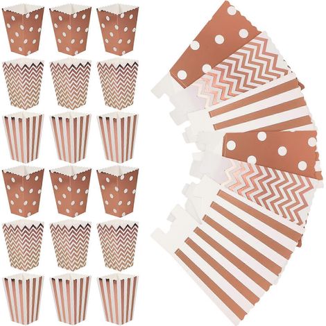 Boîtes en carton pour snacks, 36 pièces, couleurs assorties, polyvalentes, idéales pour conserver le popcorn - Sûres et pliables (1/5)