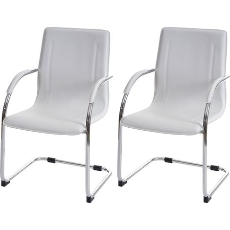 Set 2x sedie ufficio sala attesa studio a slitta Samara acciaio 56x56x93cm bianco