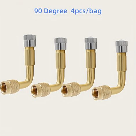 Lot de 4 rallonges pour valve de pneu à 90 degrés, adaptateurs en laiton pour valves Schrader, compatibles voitures, vélos, motos, remorques et camping-cars (1/5)
