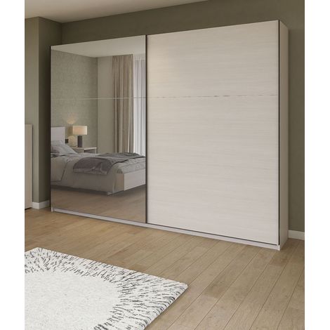 Armoire adulte contemporaine portes coulissantes chêne clair Lolita (1/5)