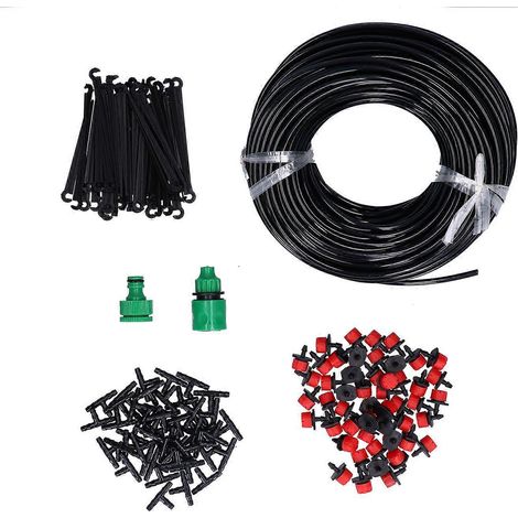 Système d'irrigation de jardin de 50 m, ensemble de buses de goutte-à-goutte pour tuyau 4/7, raccords d'irrigation automatiques (1/5)