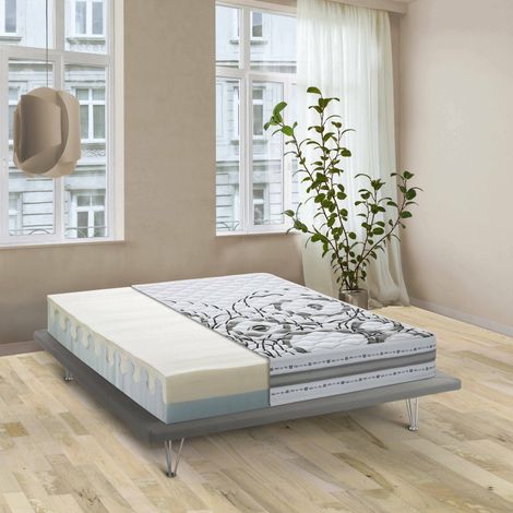 Dmora - Colchón doble Dmelos, Colchón viscoelástico y Waterfoam, 100% Made in Italy, Antiácaros e hipoalergénico, 160x200h22cm (1/5)