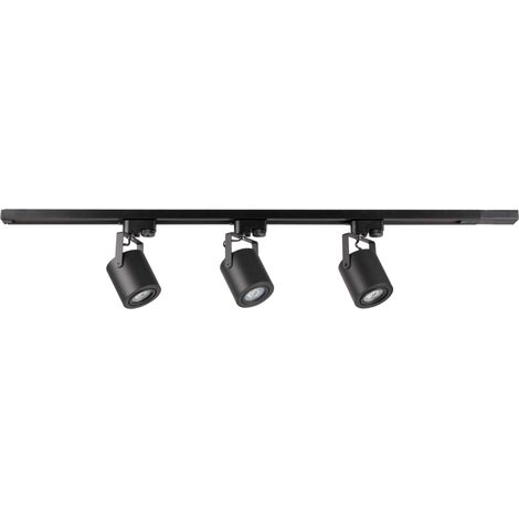 Kit rail aluminium noir 3 spots GU10 1m MINOR Polux (1/5)