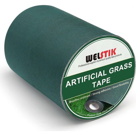 Ruban à Gazon Artificiel Auto-adhésif, Ruban à Joint pour Gazon, Ruban de couture pour gazon artificiel pour fixation de tapis de gazon vert (Vert, 15 cm x 10 m) (1/5)