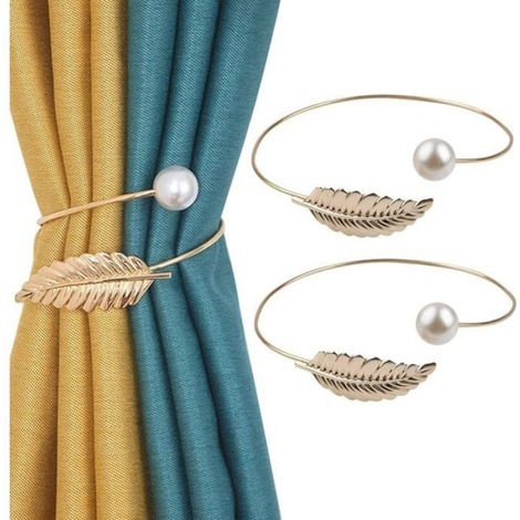 Embrasse De Rideaux - Torsadée En Alliage De Zinc Et Perles ABS - Pour Décoration Intérieure Maison Bureau Restaurant - Lot De 2