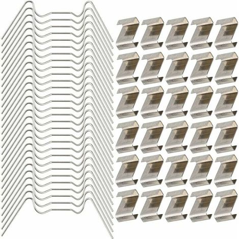 Clip de Serre Vitrage, Clips en Verre pour Le Vitrage des Serres Clips de Fixation en Acier Inoxydable Kit de Réparation Accessoires Support, 50 PCS W et 50 PCS Z,Fonepro, BLOW (1/5)