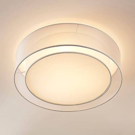 [NEUWERTIG] B-Ware Lindby Stoff Deckenlampe Amon Deckenlampe Deckenlicht Led  3 Flmg Dimmbar Weiß