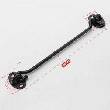 NALOOKAMIC  Lot de 2 crochets et loquets à œillet de 300 mm noirs en acier inoxydable pour porte coulissante pour abri de jardin