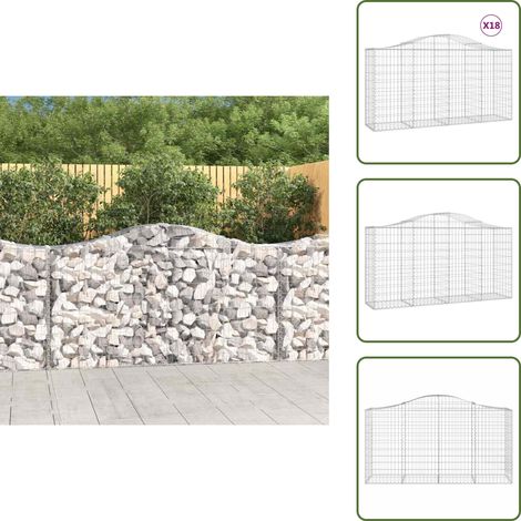Gabionen mit Hochbogen 18 Stk 200x50x100/120cm Verzinktes Eisen - Gabionen - Gabionenwand - Gartendeko - Ziergarten - Zaun (1/5)