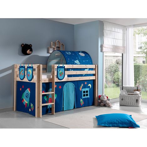 Cama de media altura 90x200 con somier y funda Astro Vipack Pino - Madera (1/2)