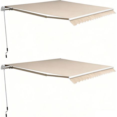 2er-Set  markise Alu-Markise Gelenkarmmarkise Markise 3m breit Balkon Markise Sonnenschutz Balkon Beige