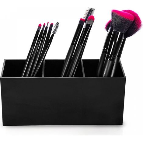 Organisateur de pinceaux de maquillage à 3 grilles Boîte de rangement en plastique pour stylos cosmétiques organisateurs de maquillage (1/4)