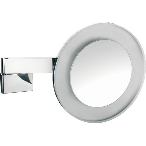 Emco LED da barba e specchio cosmetico, ingrandimento 5x, rotondo, LED ad alta potenza, doppio braccio incernierato, cavo interno - 109606008 (1/4)