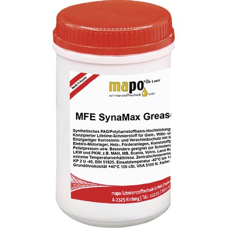 Mapo MFE SynaMax Grease EP-2/642 Hochleistungsfett, Schmierfett, Korrosionsschutz, Verschleißschutz, synthetisch, PAO/Polyharnstoff, hellbeige, 1kg Dose