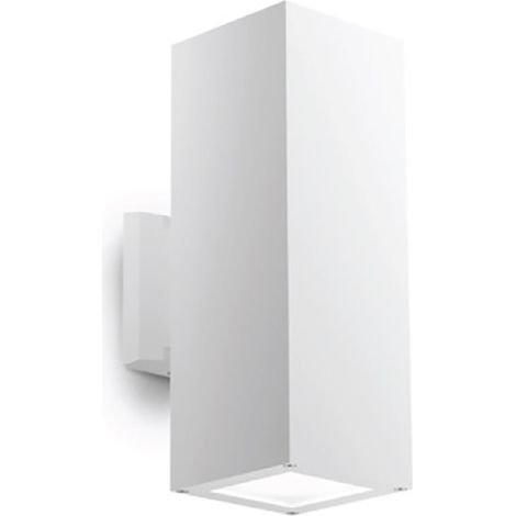 Applique esterno gea led amon qb ges1016 ges1017 ip65 e27 led lampada parete moderna biemissione, finitura metallo bianco