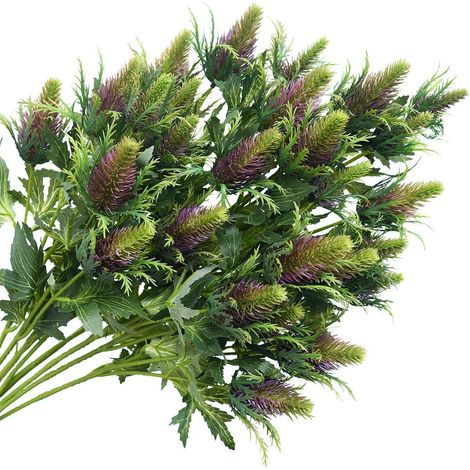 Life Size Real Touch Künstliche Distelblumen 2 Stängel Rustikale Blaue Distel Dekorspray Eryngium  Sea Holly for Centerpiece Wedding Bouquet 26 Zoll (Mauve Green) (1/5)