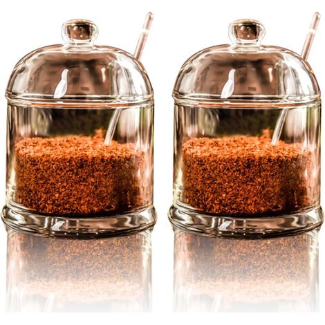 Sucrier en verre 270 ml avec couvercle et cuillère