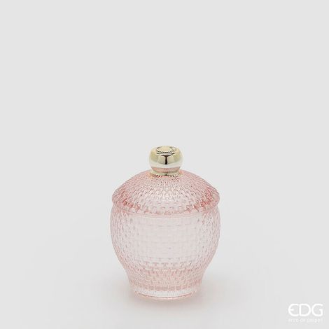 EDG Enzo De Gasperi Contenitore Decorativo Micro Quadretti Bombato H 11,5 Cm D 8,5 Cm Rosa