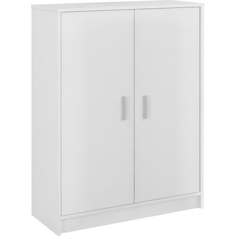 Scarpiera a 2 Ante Mobile Portascarpe Mobiletto Capiente fino a 30 Paia con 6 Ripiani + Base Design Moderno per Ingresso Camera e Corridoio 75 x 36 x 101 Cm Bianco (1/5)