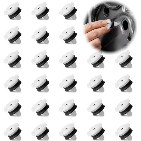 Lot de 30 Clips de Fixation Panneau de Porte Anti Bruit Agrafe Plastique Auto pour Habillage Portiere Peugeot Joint Caoutchouc Noir (1/5)