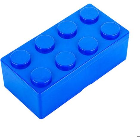 Filiyano-Boîte de rangement empilable, idéale pour ranger les blocs de construction, les jouets, les fournitures scolaires, etc. Rectangle bleu. (1/5)