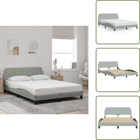 Bettgestell ohne Matratze Hellgrau 140x200 cm Samt - Samtbett - Doppelbett - Boxspringbetten - Bettsofa - Himmelbett