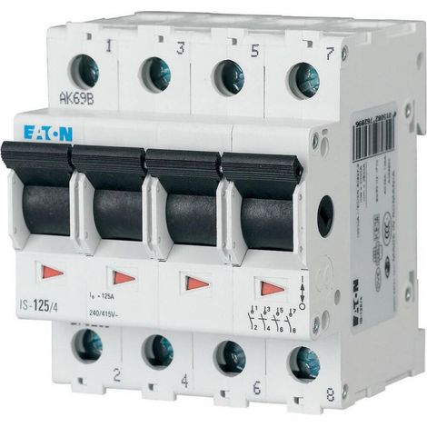 Eaton Seccionador principal con función de seccionamiento, contactos de alta resistencia al desgaste y clasificado para su uso en vehículos ferroviarios, 240/415 V, 80 A, 4P, 276281