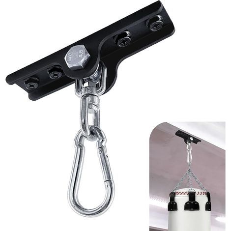 Crochet de suspension robuste pour sac de frappe - Rotation à 360° - Support mural au plafond - Crochet en bois pour entraînement de boxe, Muay Thai, yoga aérien, balançoire et hamac (1/5)