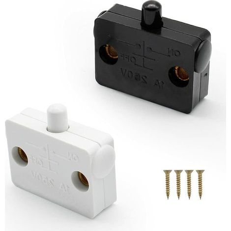 2 Pièce Commutateur d'armoire Encastrer de Interrupteur Automatique pour Placards avec 4 étuis de Protection et 4 Vis(Noir + Blanc)-