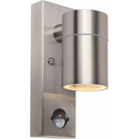 Applique murale extérieure LED en acier inoxydable avec détecteur de mouvement PIR réglable et interrupteur crépusculaire, étanche IP54, 230 V, ampoule GU10 5 W blanc chaud 3000 K incluse, gris anthra (1/5)