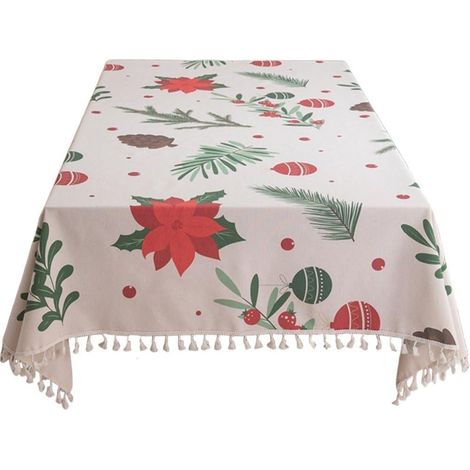 1 Nappe Rectangulaire De Noël, Anti-Taches, Idéale pour Cuisine Ou Les Fêtes (1/5)