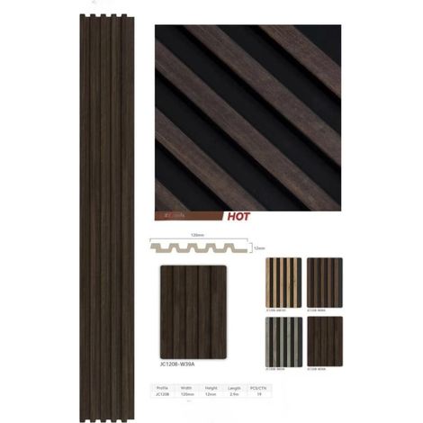TrAdE Shop Traesio - Pannello Decorativo 3d Doghe Legno Scuro 12x120x290 Cm Rivestimento Parete - (1/4)