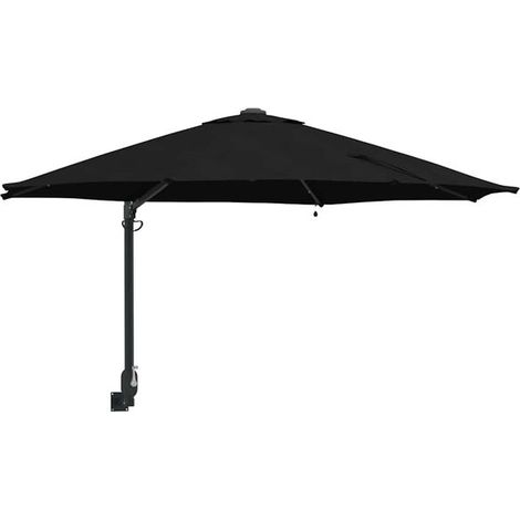 Parasol de jardin noir, dimensions : 248 x 248 x 148 cm, matériau : polyester et acier. (1/5)