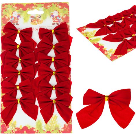 TG59784 FIOCCHI DI VELLUTO PER DECORAZIONI ALL'ALBERO DI NATALE, PENDENTI, SET DI 12 PEZZI CON FILO