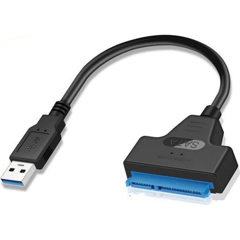 Adaptateur USB vers SATA pour disque dur/SSD, Plug and Play, 20 cm, Noir (1/3)