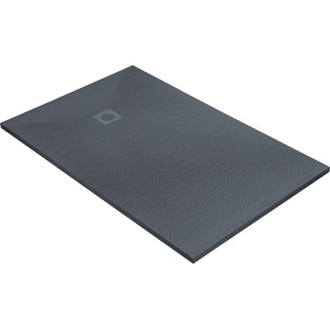 Receveur résine 150 x 100 cm gris granit imitation granit - grille carrée excentrée (1/5)