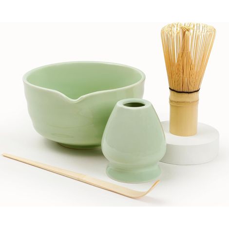 1 Ensemble à thé Matcha, Bol céramique 460ml, Fouet bambou 100 dents, Cuillère, Support, Lavable lave-vaisselle (1/5)