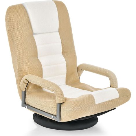 360 drehbarer bodenstuhl mit 6 fach verstellbarer ruckenlehne bodensessel beige (1/5)