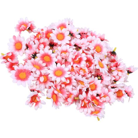 100 kleine künstliche Seidengänseblümchen, rosa und weiß, zur Dekoration von Büros und Hochzeiten. (1/5)