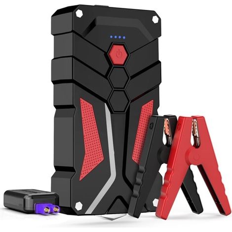 Booster Batterie Voiture 4000A, 12800mAh Démarreur de Voiture(Jusqu'à 7.0L Essence ou 5.5L Gazole), 12V Jump Starter avec Pinces de Sûreté Intelligentes, Lampe à LED, Marteau de Sécurité (1/4)