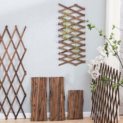 Treillis - Bois - Extensible - Pour Plantes Grimpantes - Décoration Murale Extérieure - 100x41 cm - 150x37 cm - 180x30 cm - Marron (1/4)