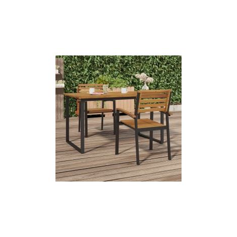 Chaises de jardin empilables lot de 2 bois d'acacia et métal (1/5)