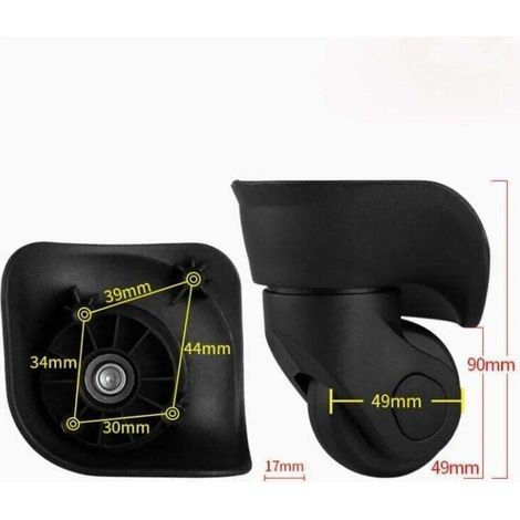 Paire de roulettes de valise silencieuses en caoutchouc – Durabilité élevée – Rotation 360° – Pour réparation de bagages – Lot de 2 pièces