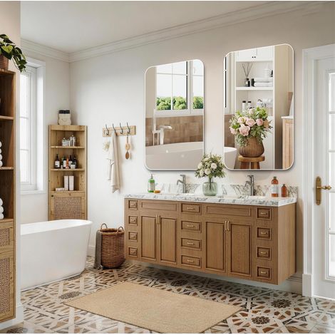 Specchio bagno 108x68x8.5 cm, senza cornice, R50, orizzontale o verticale, vetro argento 5 mm, argento (1/5)