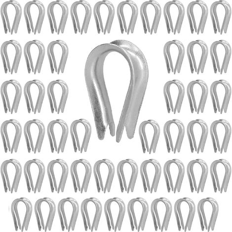 50 Stück Drahtseilkauschen, Drahtseilklemmen, Edelstahl-Kabel-Rigging-Werkzeuge für den Schiffbau (M3 (3 mm)) (1/5)