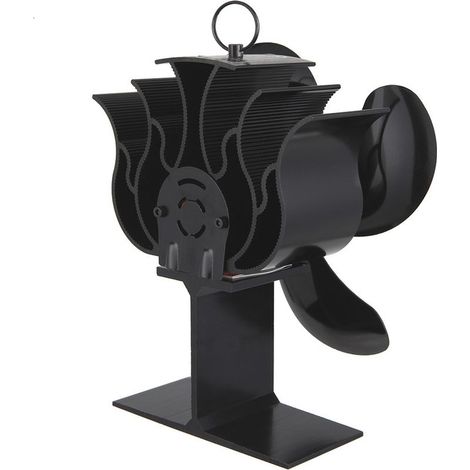 Ventilatore a 4 pale per caminetto/stufa a legna - Ventilatore ecologico ed efficiente (nero) (1/5)
