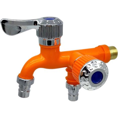 Irovami Robinet à double commande, double sortie, raccord d'interface universel, robinets d'évier, tuyau d'arrosage pour salle de bain, accessoires d'arrosage de jardin (1/5)